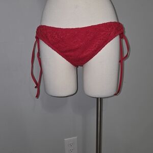 Mossimo Supply Co. Red Crochet Tie-Side Bikini Bottom Size XL Boho